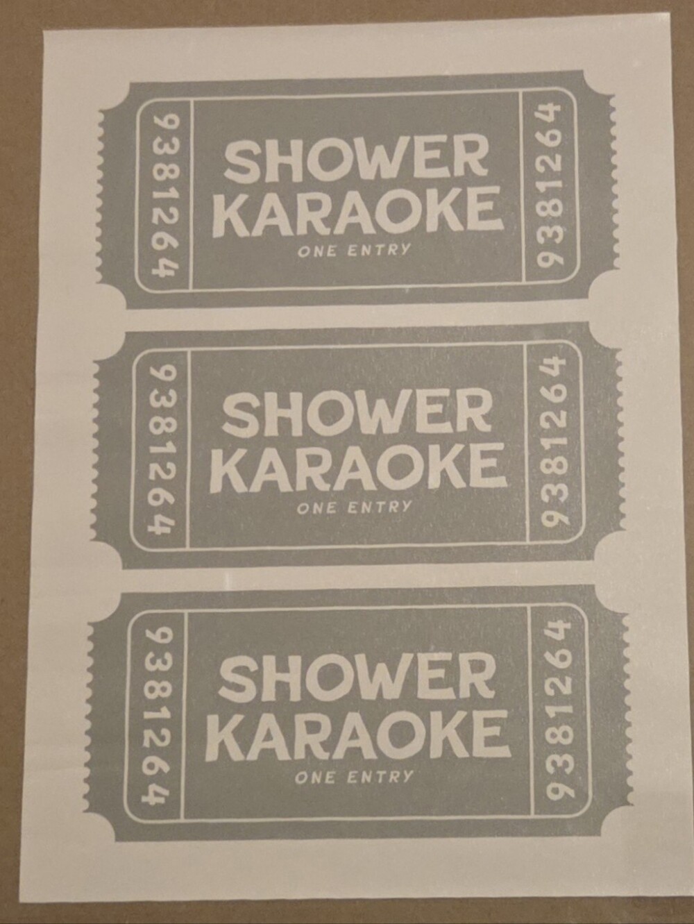 Green And Cream Shower Karaoke Ticket Unframed Wall Art Print